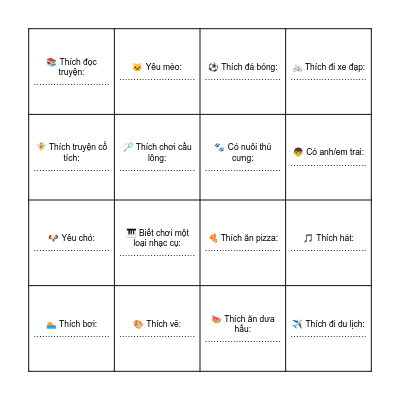 CHÀO NĂM HỌC MỚI Bingo Card