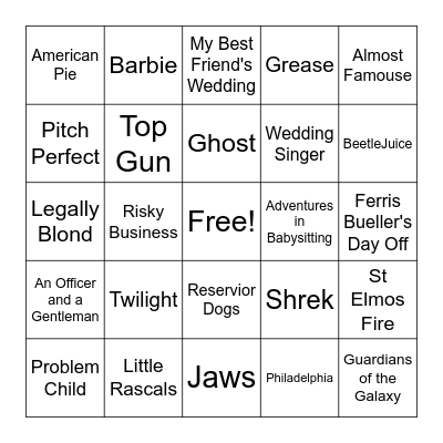 Movie Songs #2 Bingo Card