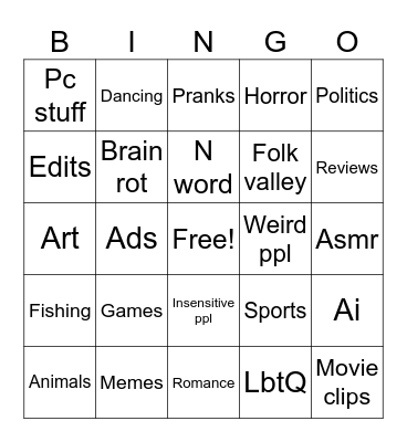 TikTok bingo Card