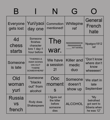 Whitewillow session 1 Bingo Card