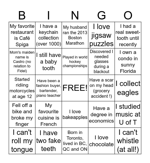 Who are you? Bingo Card