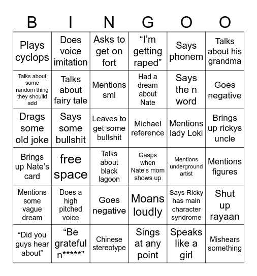Alex bingo Card