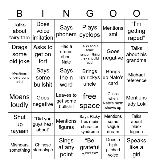 Alex bingo Card
