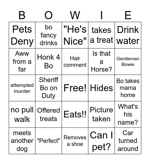 Bowie Bingo Card