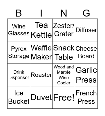 Wedding Bingo! Bingo Card