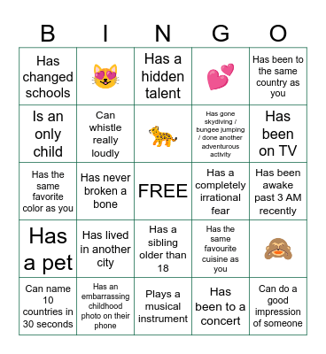 Amaira's Birthday Bingo Card