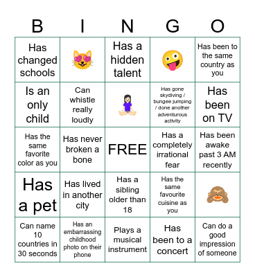 Amaira's Birthday Bingo Card