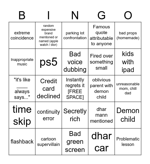 Dhar Mann Bingo v4 Bingo Card