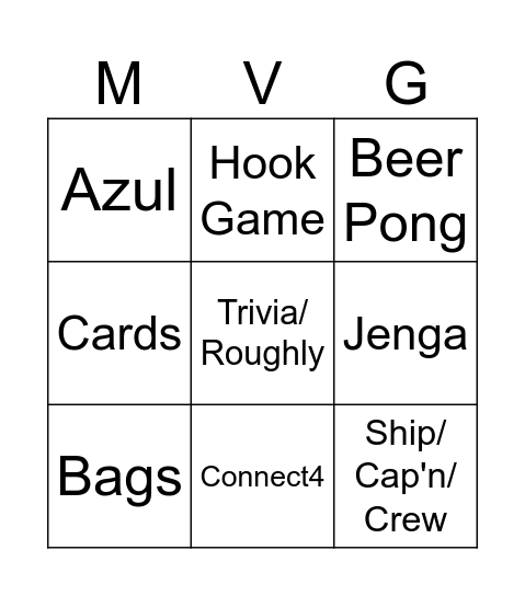 MVG Bingo Card