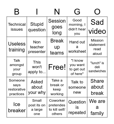 PD Bingo Card