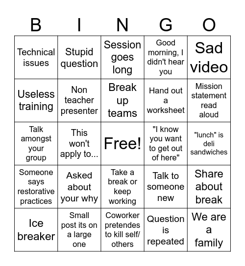 PD Bingo Card