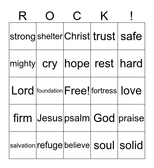 Jesus is my Rock! Bingo Card