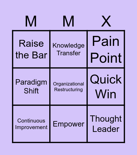 Corporate Jargons Bingo Card