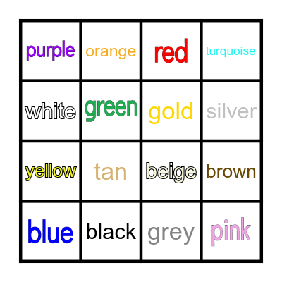 Vocabulary Bingo Card