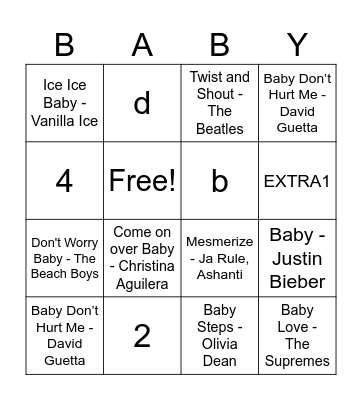 Music Bingo Card