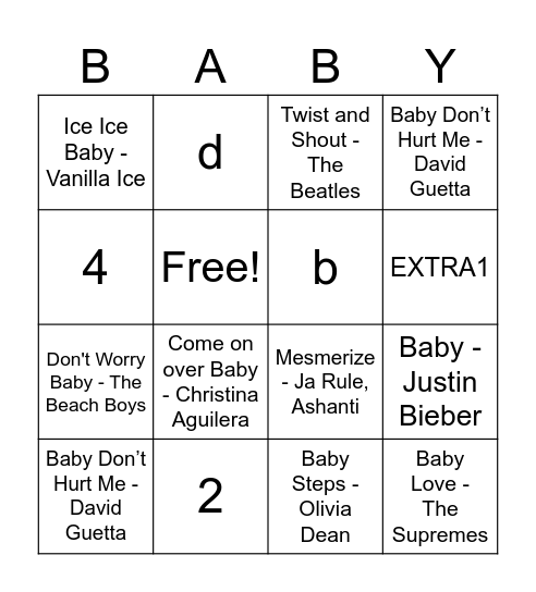 Music Bingo Card