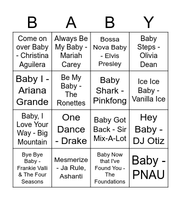 Music Bingo Card