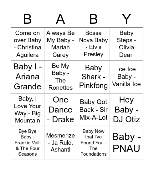 Music Bingo Card