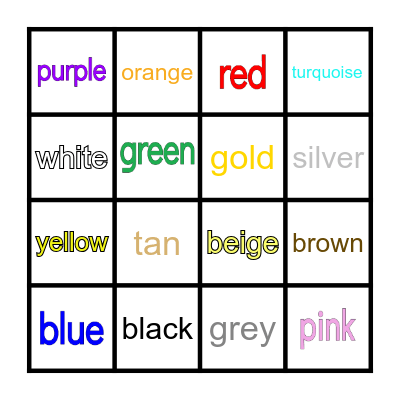 Vocabulary Bingo Card