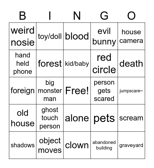 Scary Comp Bingo Card