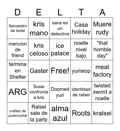 deltarune caitulo 6-7 Bingo Card