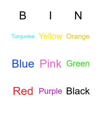 Color Bingo! Bingo Card