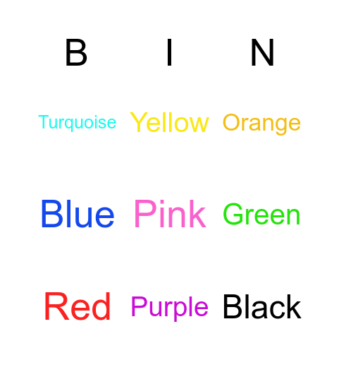 Color Bingo! Bingo Card