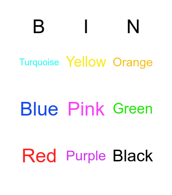 Color Bingo! Bingo Card