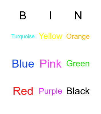 Color Bingo! Bingo Card