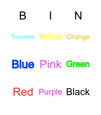 Color Bingo! Bingo Card