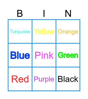 Color Bingo! Bingo Card