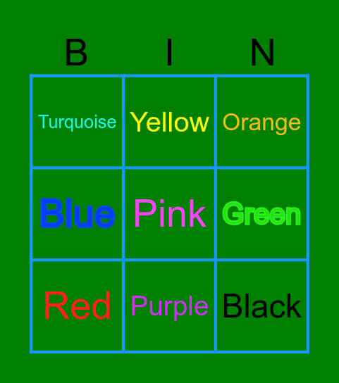 Color Bingo! Bingo Card