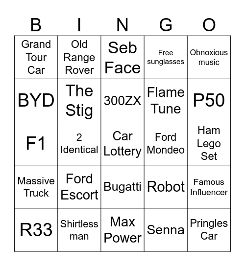 Car Show Bingo Card