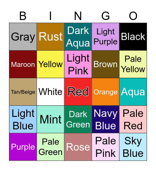 YA Book Cover Color Bingo! Bingo Card