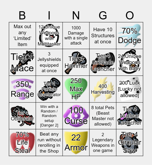 Brotato Bingo Card