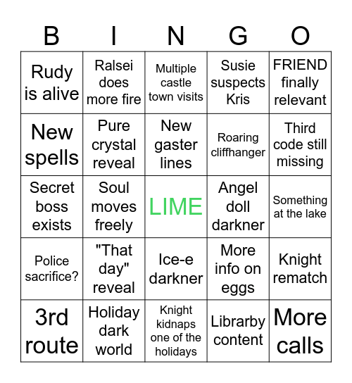 Deltarune CH6 bingo Card