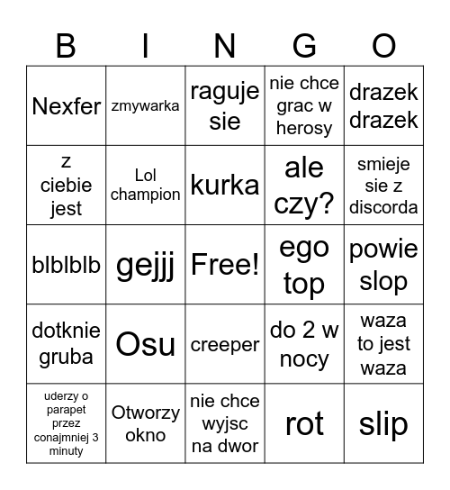 Felipe Bingo Card