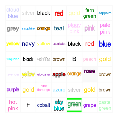 Vocabulary Bingo Card