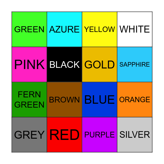 SAPPHIRE Bingo Card