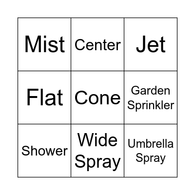 Garden Hose Setting Bingo Card