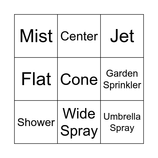 Garden Hose Setting Bingo Card