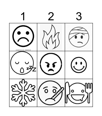 Feelings and Foods Bingo Card