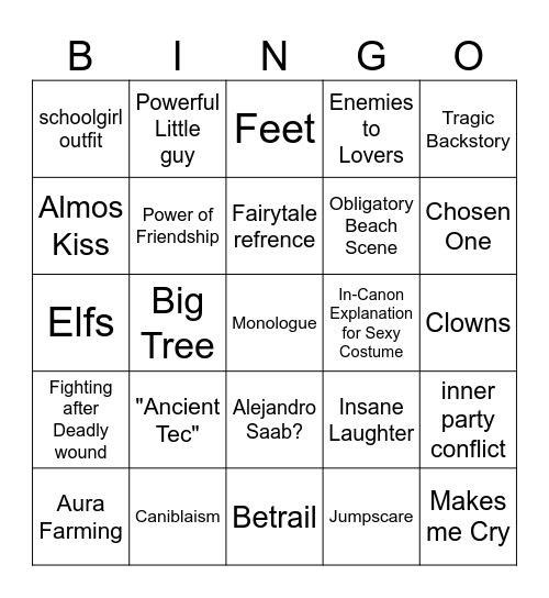 RPG Bingo Card