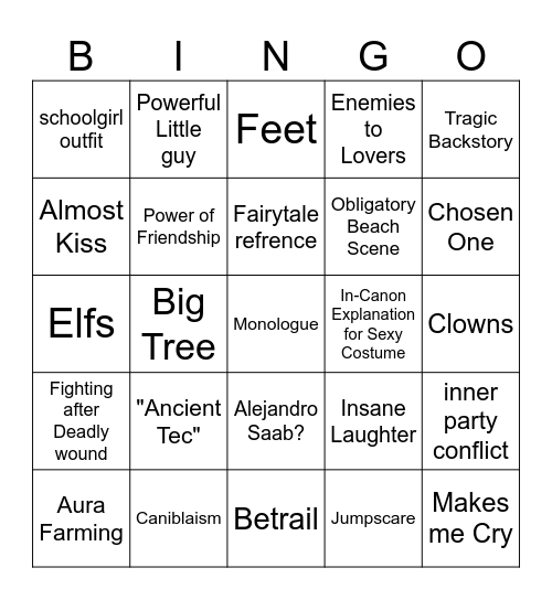 RPG Bingo Card
