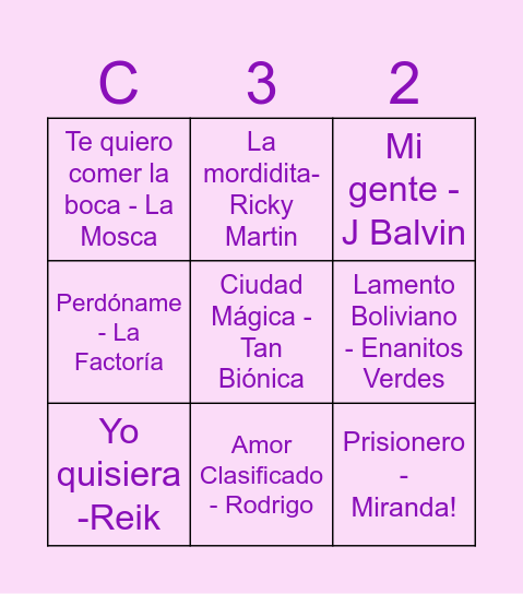 Bingo Musical 🎵 Bingo Card