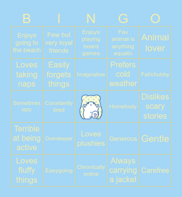 TAOHK&I Kinnie - Marumofubiyori Bingo Card