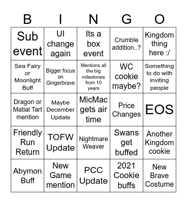 Untitled Bingo Card