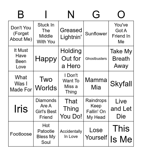 Movie Music Bingo Card