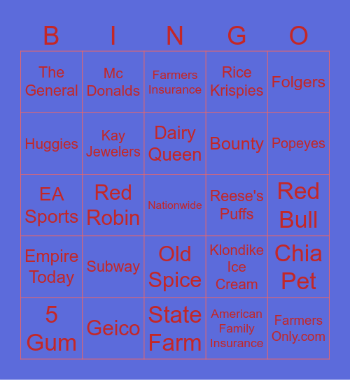 Tv Commercial Jingles Bingo Card