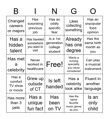 Icebreaker Bingo Card